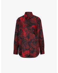 HUGO - Rose-print Relaxed-fit Woven Shirt - Lyst