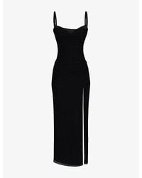 House Of Cb - Lini Corset-Bodice Stretch-Mesh Maxi Dress Xs (D-E Cup) - Lyst