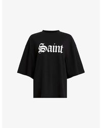AllSaints - Amelie Branded-Print Cotton-Jersey T-Shirt - Lyst