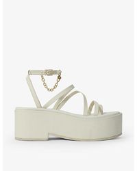 Maje - Chain-embellished Leather Wedge Sandals - Lyst