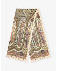 Etro - Paisley-print Fringed Wool And Silk-blend Scarf - Lyst