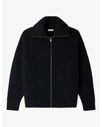 Sandro - Textured Zip-Up Wool-Blend Cardigan - Lyst