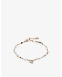 La Maison Du Couturier - With Love Darling 14Ct-Plated Remelted Brass, Pearl And Glass Bracelet - Lyst