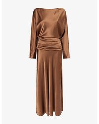 STAUD - Freda Long-Sleeve Silk Maxi Dress - Lyst