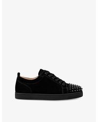 Christian Louboutin - Louis Junior Spikes Suede Low-Top Trainers - Lyst