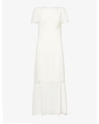 Reformation - Domini Puffed-shoulder Crepe Maxi Dress - Lyst