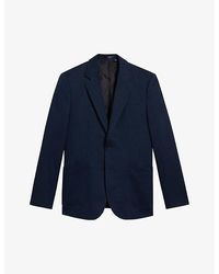 Ted Baker - Shakerj Slim-fit Striped Cotton And Linen-blend Jacket - Lyst