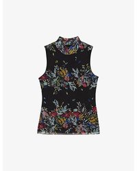 Ted Baker - Delhia Graphic-print High-neck Stretch-mesh Top - Lyst