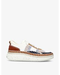 Chloé - Nama Embroidered Suede And Recycled Mesh Trainers - Lyst