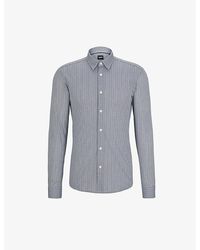 BOSS - Graphic-motif Kent-collar Slim-fit Recycled Polyester-blend Shirt X - Lyst