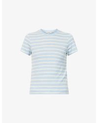 FRAME - Short-Sleeve Striped Linen-Blend T-Shirt - Lyst