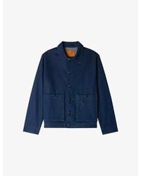 Sandro - Collared Patch-Pocket Denim Worker Jacket - Lyst
