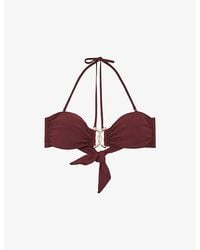 Reiss - Johannah Halter-Neck Stretch-Woven Bandeau Bikini Top - Lyst