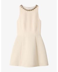 Sandro - Sleeveless Jewel-Embellished Woven Mini Dress - Lyst
