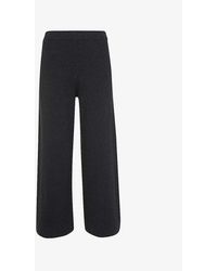 Whistles - Knitted Wide-leg Woven Trousers - Lyst