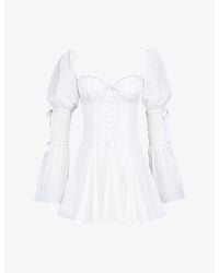 House Of Cb - Ellerie Corset-Bodice Stretch-Cotton Mini Dress - Lyst