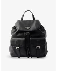 Prada - Logo-Embellished Medium Leather Backpack - Lyst