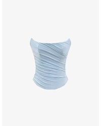 House Of Cb - Hallie Strapless Stretch-Woven Corset With Neck Scarf - Lyst