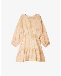 Sandro - Floral-Print Lace-Up Woven Mini Dress - Lyst