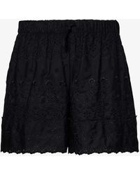 Simone Rocha - Floral-embroidered Drawstring-waist Cotton Shorts - Lyst