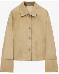 Loewe - Turn-up Brand-patch Regular-fit Leather Jacket - Lyst