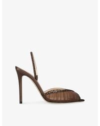 Andrea Wazen - Katy 105 Mesh And Satin Heeled Slingbacks - Lyst