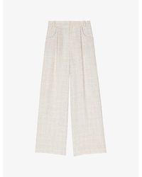 Maje - Wide-Leg Mid-Rise Tweed Woven Trousers - Lyst