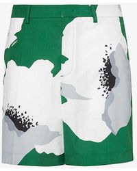 Valentino - Flower Graphic-print Relaxed-fit Cotton Shorts - Lyst