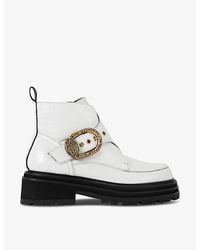 Kurt Geiger - Mayfair Buckle-Embellished Chunky Patent-Leather Ankle Boots - Lyst