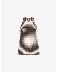 ME+EM - Striped Halterneck Bouclé Cotton-Blend Vest Top - Lyst