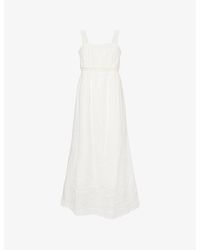 Posse - Grace Lace-Trim Shift Ramie Midi Dress - Lyst