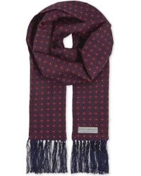 Gieves & Hawkes Medallion Silk Scarf - Red