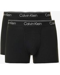 Calvin Klein - Logo-waistband Pack Of Two Stretch-cotton Trunk - Lyst