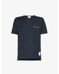 Thom Browne - Striped-trim Brand-patch Cotton-jersey T-shirt Xx - Lyst