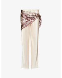 Reformation - Gale Detachable-Scarf Satin Trousers - Lyst