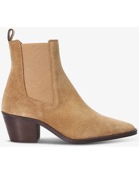 Dune - Pexas Western Suede Heeled Ankle Boots - Lyst