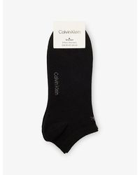 Calvin Klein - Logo Stretch-Cotton Trainer Socks Pack Of Three - Lyst