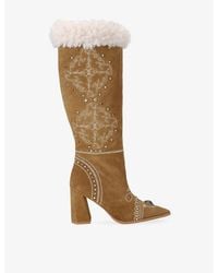 Kurt Geiger - Boho Fold-Over Suede Knee-High Boots - Lyst