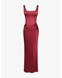 House Of Cb - Kira Satin Gathered Maxi Dress - Lyst