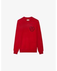 Zadig & Voltaire - Kendy Heart-Embroidered Wool And Cashmere-Blend Jumper - Lyst