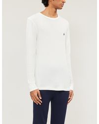Polo Ralph Lauren Logo-embroidered Crewneck Jersey Pyjama Top - White