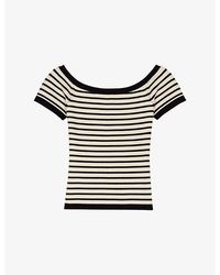 Maje - Boat-Neckline Stripe Ribbed-Knit Top - Lyst