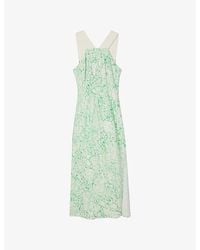 Whistles - Buckle-Strap Abstract-Print Woven Midi Dress - Lyst