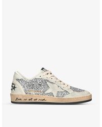 Golden Goose - Ball Star 70136 Glitter-Embellished Leather Trainers - Lyst