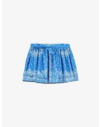Maje - Bandana-Print Ruffled Cotton Mini Skirt - Lyst