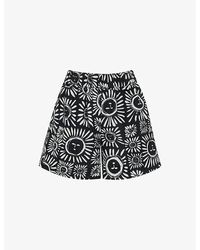 Whistles - Sunman Graphic-print Elasticated-band Linen Cotton-blend Shorts - Lyst