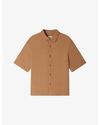 Sandro - Textured Shark-Collar Stretch-Woven Shirt - Lyst