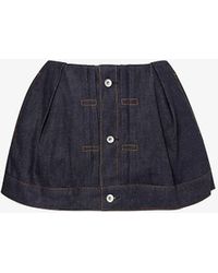 Sacai - Buttoned-epaulette Slip-pocket Denim Shorts - Lyst