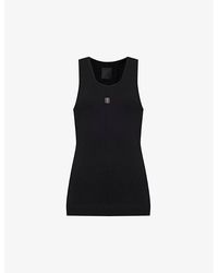Givenchy - Logo-plaque Sleeveless Stretch-cotton Top - Lyst