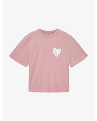 AllSaints - Lisa Trip Logo-Print Short-Sleeve Cotton T-Shirt - Lyst